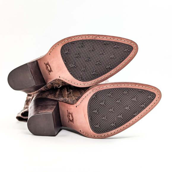 Trask Women Elena Snake Print Leather Western Cowboy Wide Calf Boots size 10 - Picture 6 of 11